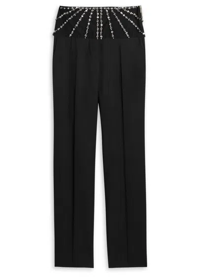 Stella Mccartney Crystal-embellished Straight-leg Trousers In Black