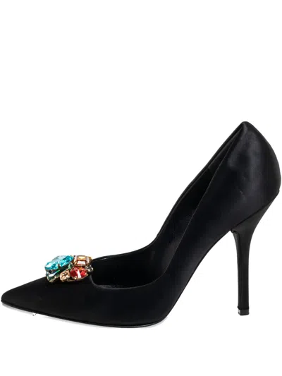 Pre-owned Dolce & Gabbana 110mm Satin Jewel Pumps