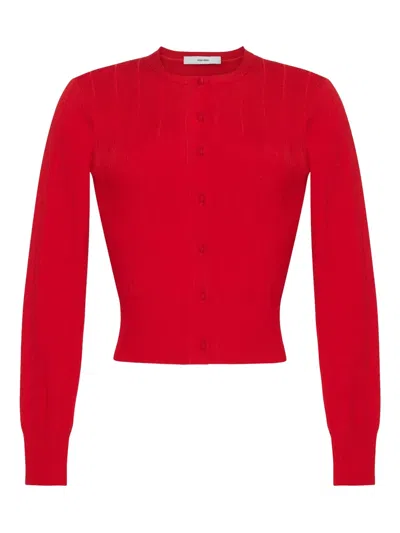 Adam Lippes Crew-neck Cardigan In Red