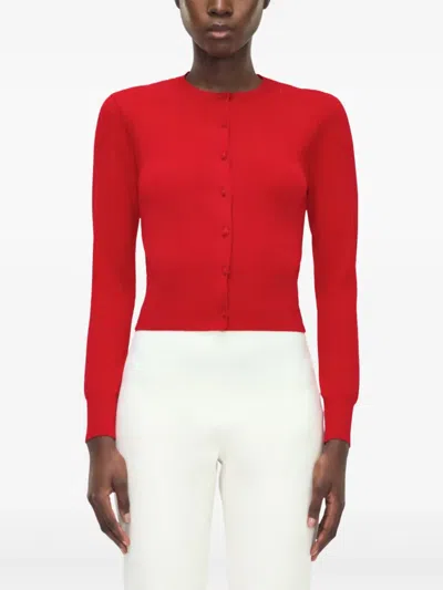 Adam Lippes Crew-neck Cardigan In Red