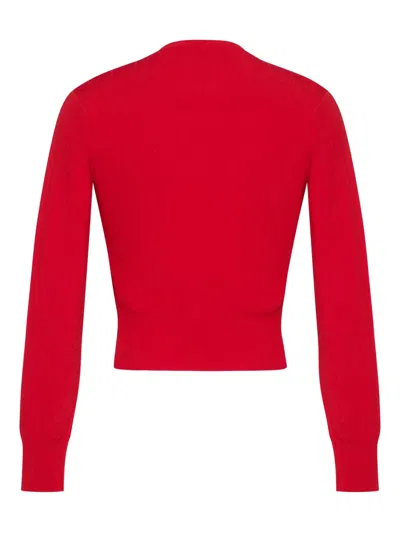 Adam Lippes Crew-neck Cardigan In Red