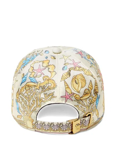 Versace Underwater Barocco Baseball Cap In White