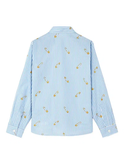 Versace Striped Button-up Shirt In Blue