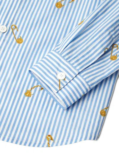 Versace Striped Button-up Shirt In Blue