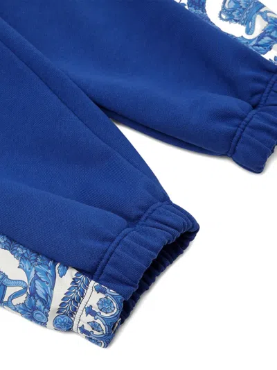 Versace Barocco-panelled Track Pants In Blue