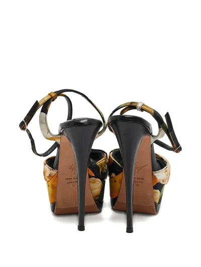Pre-owned Giuseppe Zanotti Vintage Floral-print Platform Heeled Sandals