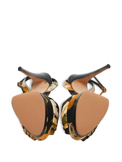 Pre-owned Giuseppe Zanotti Vintage Floral-print Platform Heeled Sandals