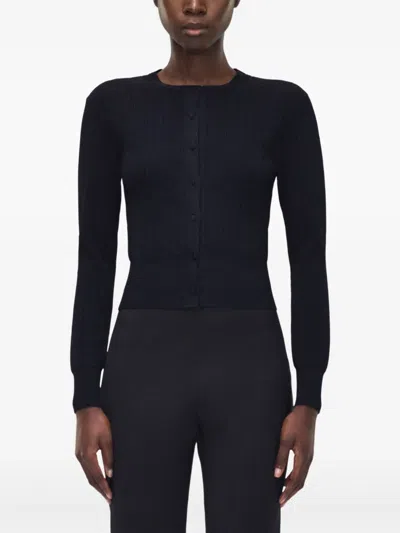 Adam Lippes Crew-neck Cardigan In Black