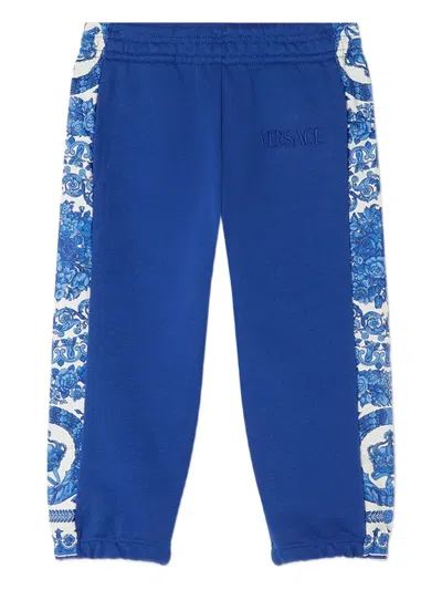 Versace Barocco-print Track Pants In Blue
