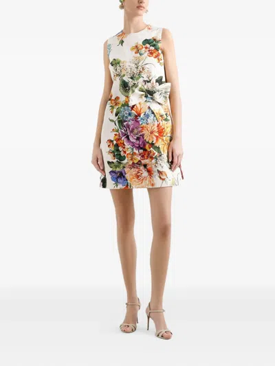 Dolce & Gabbana Floral-print Mini Dress In Multi