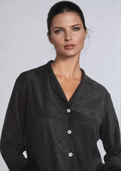 Gilda & Pearl Starlet Sparkle Pyjama Set In Navy Black