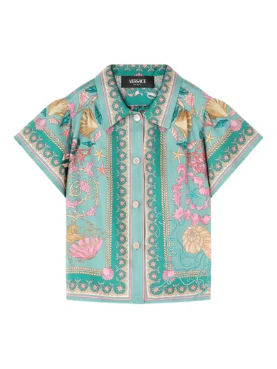 Versace Underwater Barocco Short-sleeve Shirt In Green