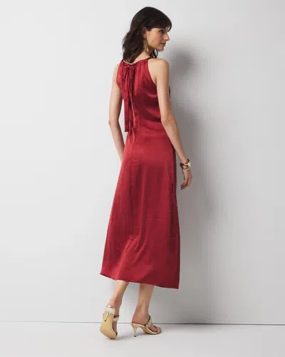 White House Black Market Petite Satin Halter Ruched Midi Dress
