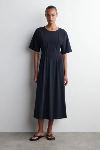 Cos Pintucked Cotton Midi Dress