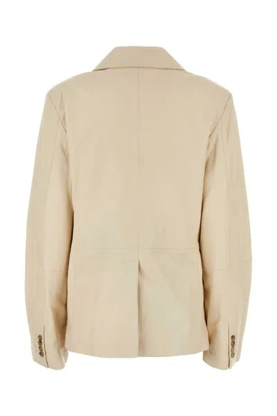 Loulou Studio Loulou Ivory Leather Davao Blazer In Brown