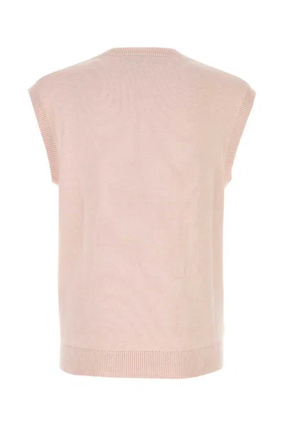 Jw Anderson Pink Sleeveless Vest With V Neck And Contrasting Logo Embroidery On The Front In Pink