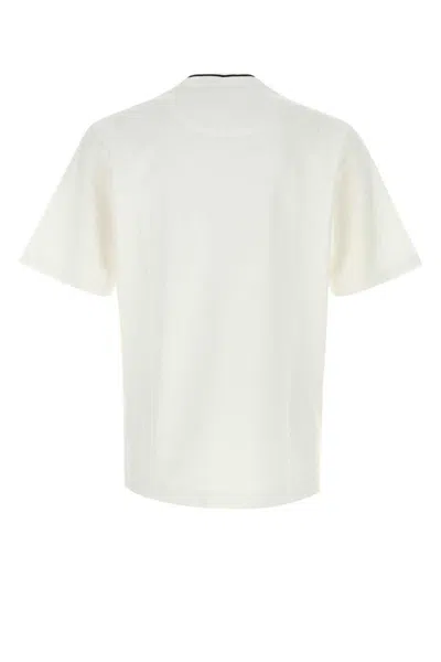 Dolce & Gabbana White Crewneck T-shirt With Logo Embroidery On The Front In Neutral