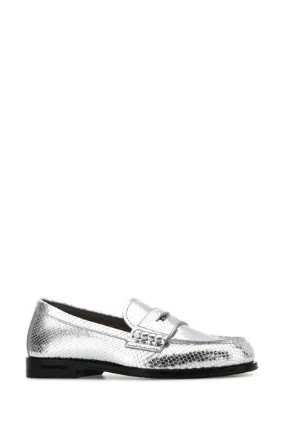 Dsquared2 Metallic Neoclassic Loafers With Textured Surface In Metallic