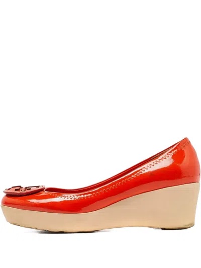 Pre-owned Tory Burch Leather Wedge Pumps