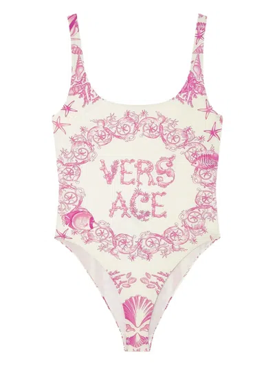 Versace Underwater Barocco One-piece Swimsuit In Pink