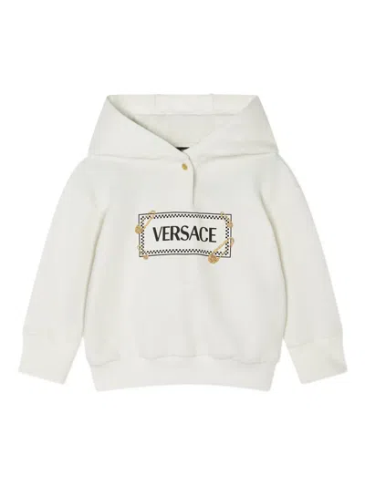 Versace Logo-print Hoodie In White