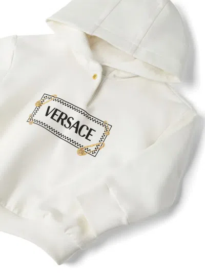 Versace Logo-print Hoodie In White