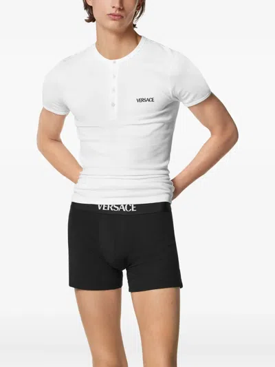 Versace Logo-waistband Boxers In Black