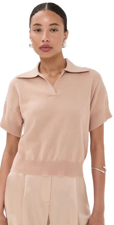 Sablyn Mirabelle Relaxed Cashmere Short Sleeve Polo Pink Sand