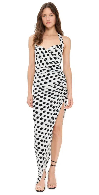 Norma Kamali Cayla Side Drape Gown Paint Dots