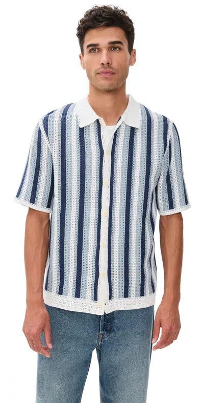 Wax London Crochet Stripe Shirt In Multi