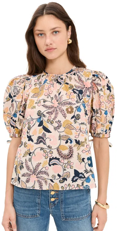 Ulla Johnson Coralie Short Sleeve Blouse Magnolia In Multi