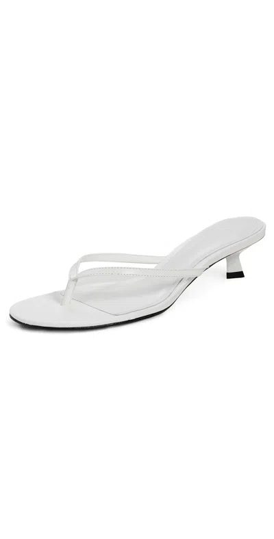 Schutz Carolyn Leather Thong Kitten Sandals In White