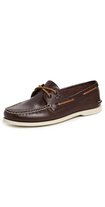 Sperry Authentic Original 2 Eye Leather Boat Shoes Brown In Brown