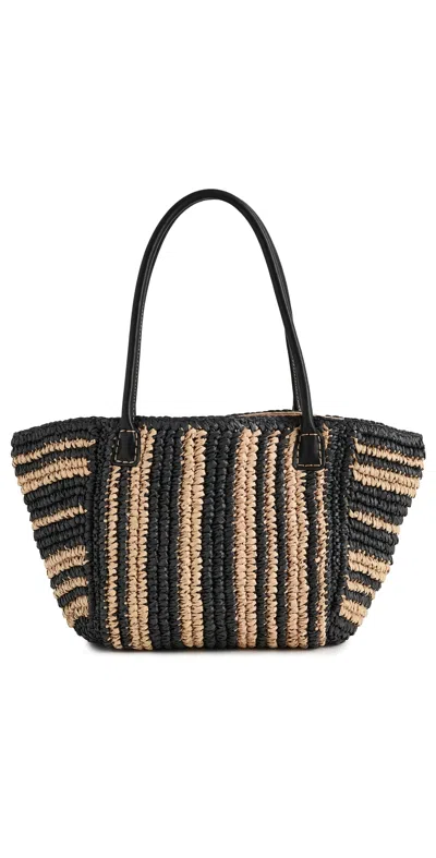 Madewell Mini Black And White Straw Tote Natural Multi