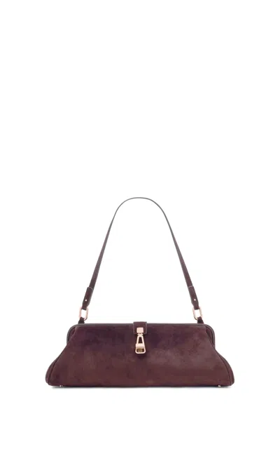 Gabriela Hearst Paola Clutch In Dark Brown Suede