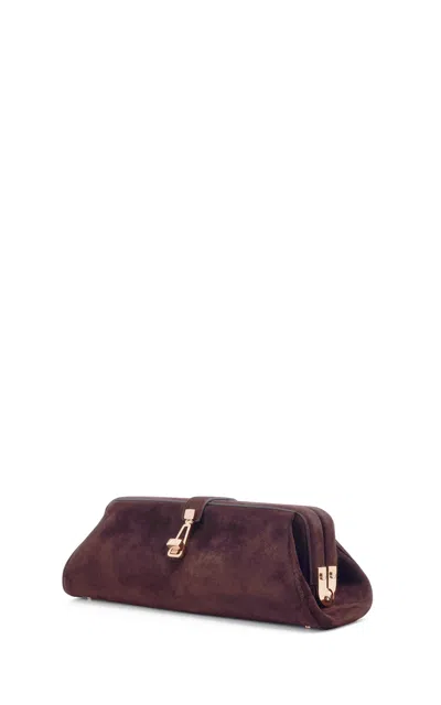 Gabriela Hearst Paola Clutch In Dark Brown Suede