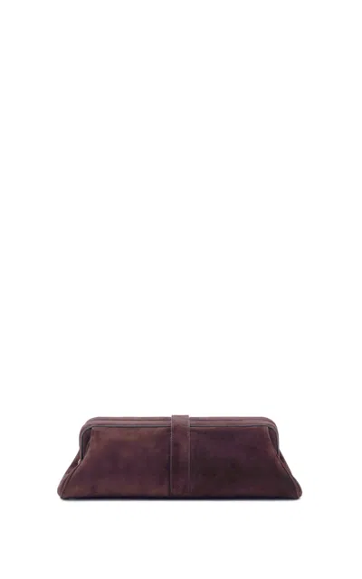 Gabriela Hearst Paola Clutch In Dark Brown Suede