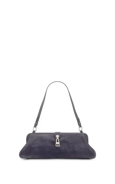 Gabriela Hearst Baguette Suede Clutch Bag In Gray