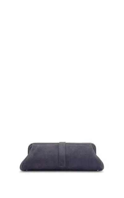 Gabriela Hearst Baguette Suede Clutch Bag In Gray