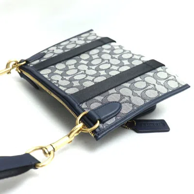 Pre-owned Coach Navy Jacquard Leather Shoulder Bag ()
