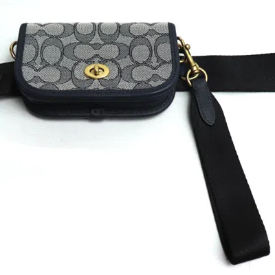 Pre-owned Coach Navy Jacquard Leather Shoulder Bag ()