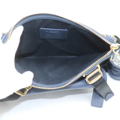Pre-owned Coach Navy Jacquard Leather Shoulder Bag ()