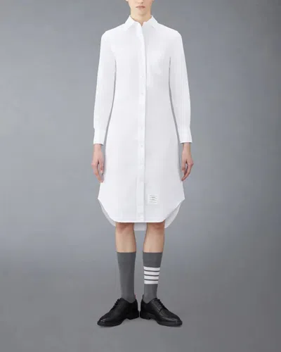 Thom Browne Classic Long Sleeve Button Down Point Collar Shirt Dress In Oxford With Gg Loop