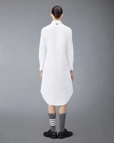 Thom Browne Classic Long Sleeve Button Down Point Collar Shirt Dress In Oxford With Gg Loop