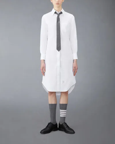Thom Browne Classic Long Sleeve Button Down Point Collar Shirt Dress In Oxford With Gg Loop
