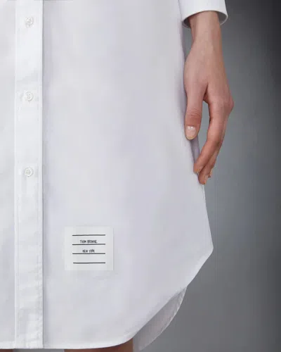 Thom Browne Classic Long Sleeve Button Down Point Collar Shirt Dress In Oxford With Gg Loop