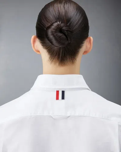 Thom Browne Classic Long Sleeve Button Down Point Collar Shirt Dress In Oxford With Gg Loop
