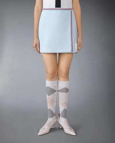 Thom Browne Cotton Waffle Mini Wrap Skirt In Blue