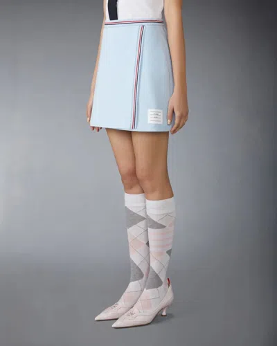 Thom Browne Cotton Waffle Mini Wrap Skirt In Blue