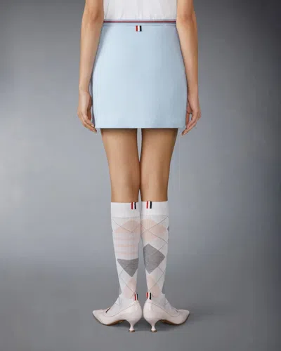 Thom Browne Cotton Waffle Mini Wrap Skirt In Blue